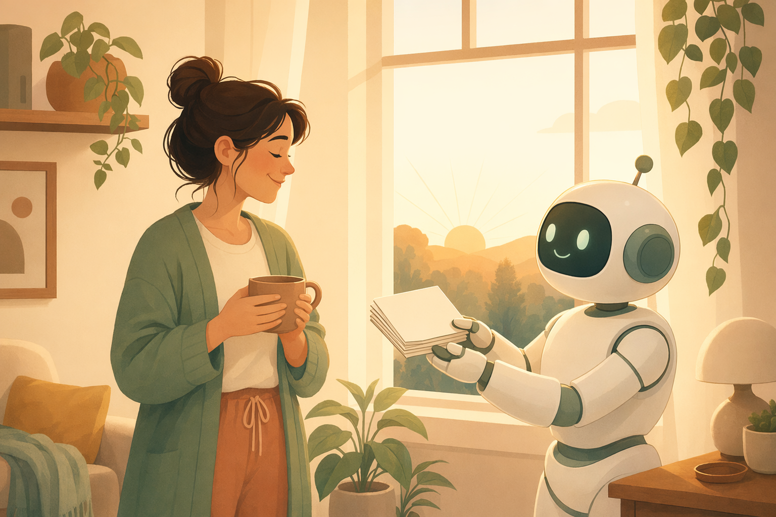 全自动层场景：清晨醒来，AI 已经把简报自动送到手边